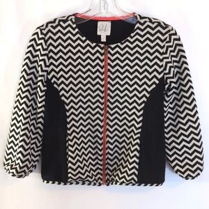 Weston Wear Julienne Black Off White Zip Up Short Jacket Top Size XS